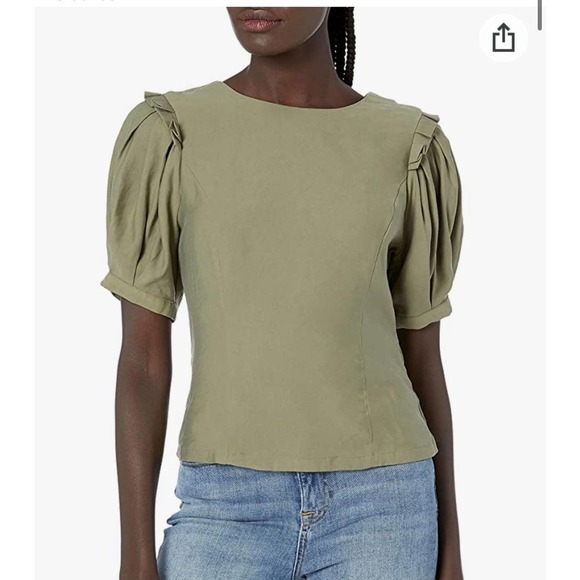 J.OA. Womens Open Back Lace Up Top with Short Puff Sleeves - Picture 1 of 7